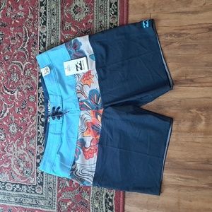 Billabong board shorts platinum x tribong blue floral 36 NWT